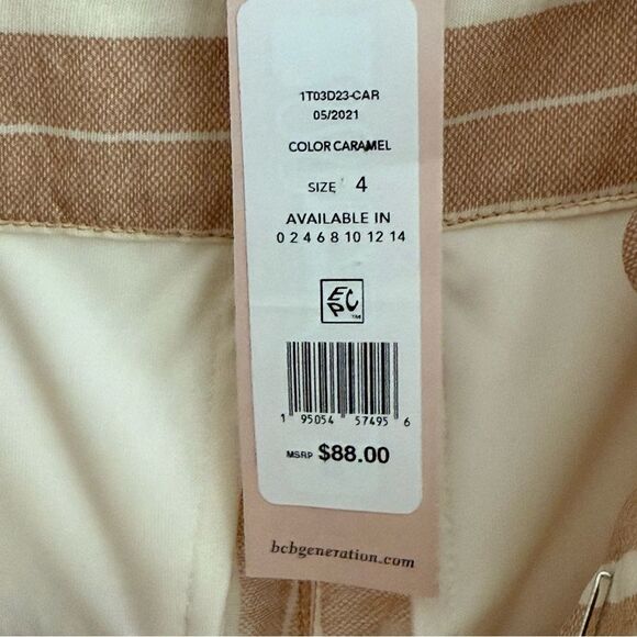 NWT BCBGeneration Elyse Belted Romper Tan and Cream Striped, size 4 - Picture 14 of 15